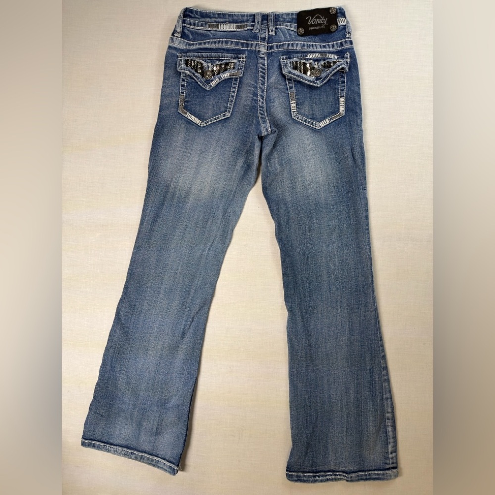 VANITY Premium Collection Women's Jeans Size 27W/31L Bootcut Embroidered Pockets - Picture 11 of 14
